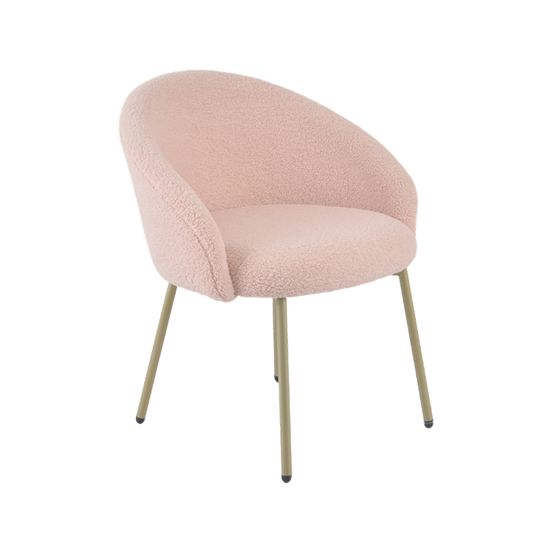 Pink Bouclé Barrel Dining Chair
