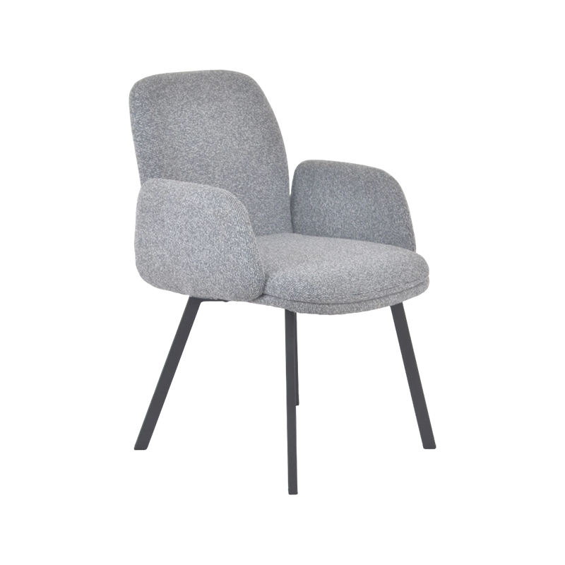 Modern Grey Upholstered Dining Chair with Armrests