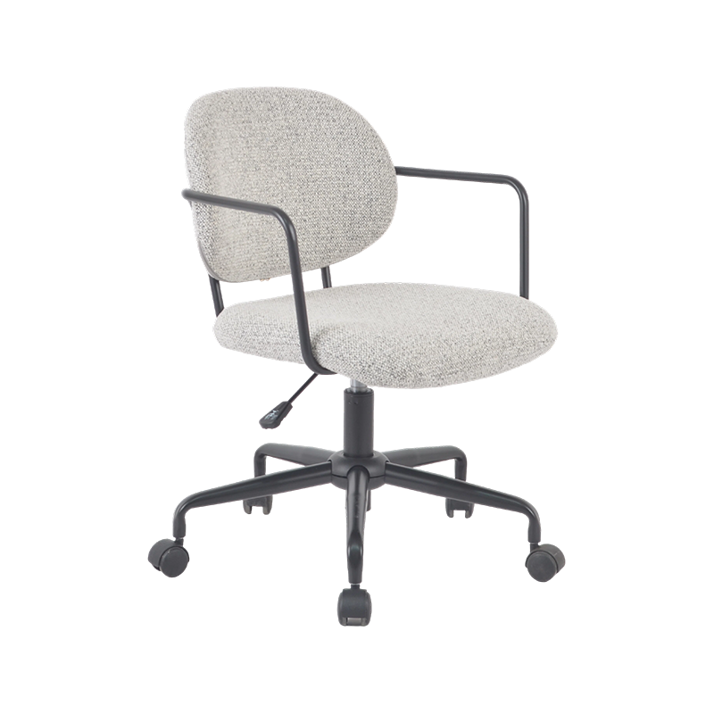 Textured Bouclé Task Chair with Wood Accents