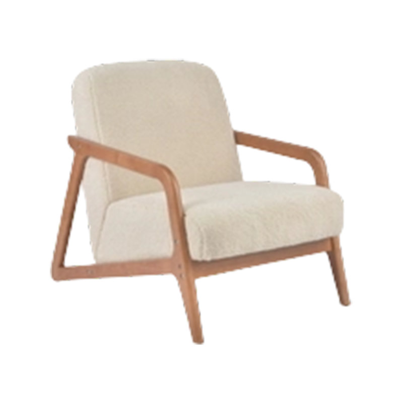 Mid-Century Modern Solid Wood Frame Fabric Lounge Chair 