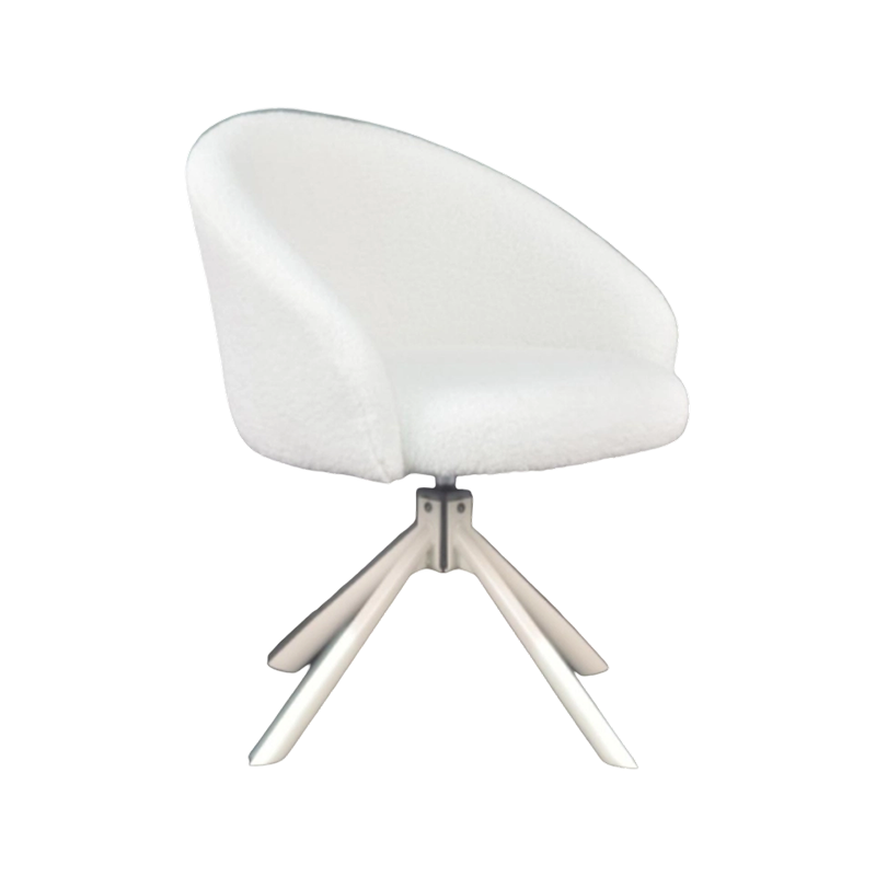 White minimalist luxury style swivel dining chair