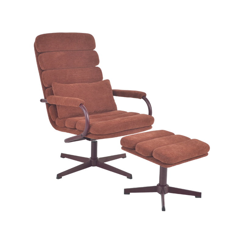 Mid-Century Modern Swivel Recliner with Ottoman