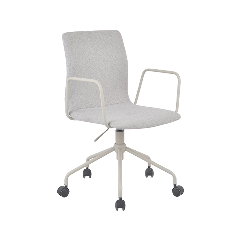Low-Profile Grey Fabric Task Chair With Matching Steel Frame And Fixed Arms