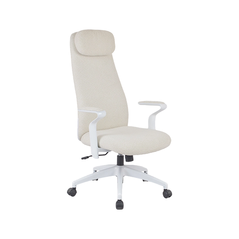 Scandinavian-Profile White-Frame Fabric Chair With Butterfly Tilt Mechanism