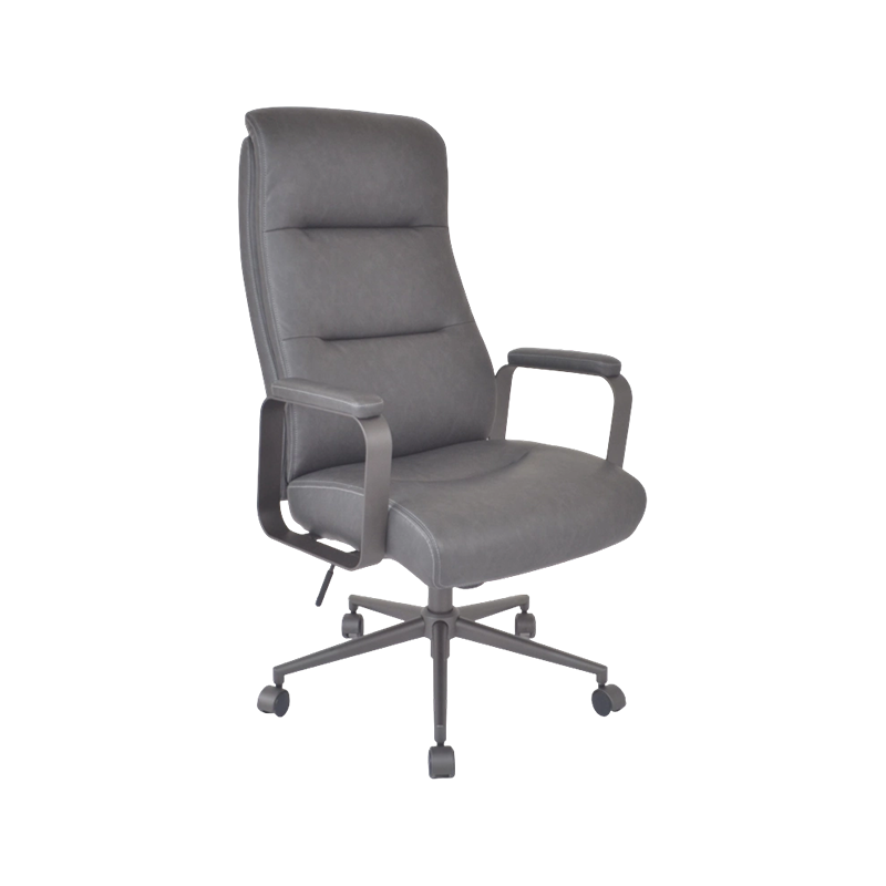Tall-Back Bonded Leather Executive Chair With Vintage Painted Steel Base