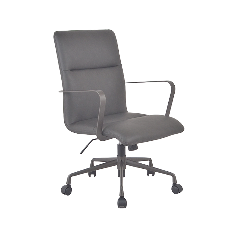 Retro Industrial Vintage PU Task Chair With Painted Steel Arms And Base