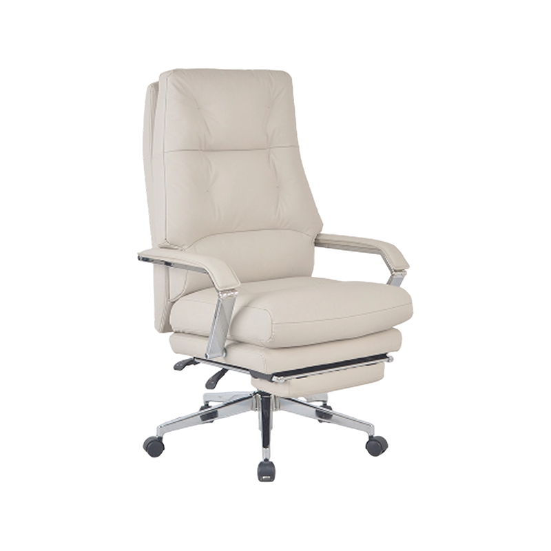 Wide-Range Adjustable Reclining PU Chair With Padded Arms And Chrome Base