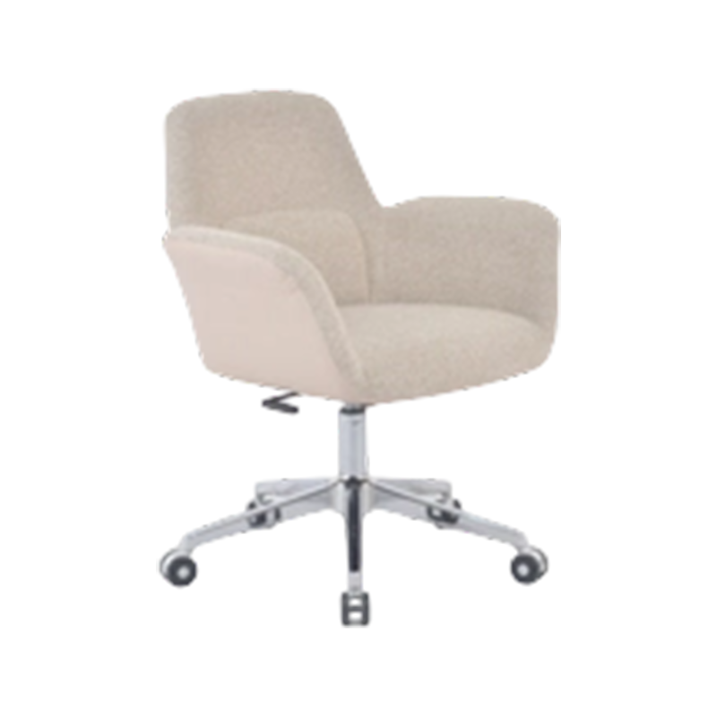 Height-Adjustable Upholstered Dining Chair With Chrome Base And Mixed Fabric-PU Seat