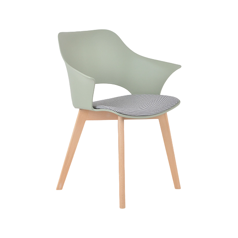 Natural Beech-Leg Upholstered Side Chair With Clear-Lacquered Wood Frame