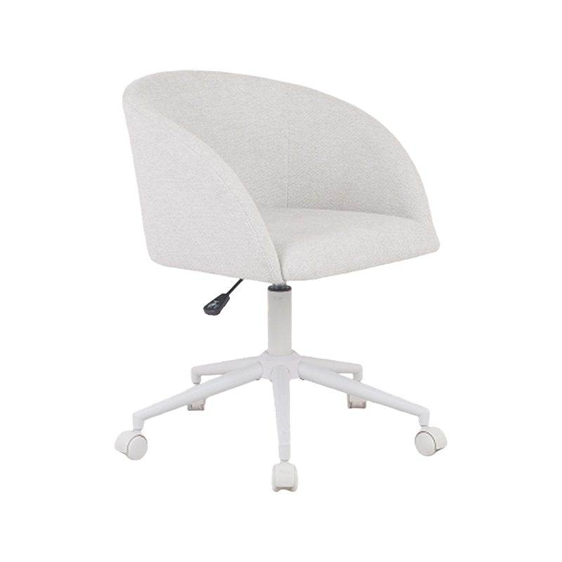 All-White-Finish Adjustable Fabric Dining Chair With Coordinated Base And Castors