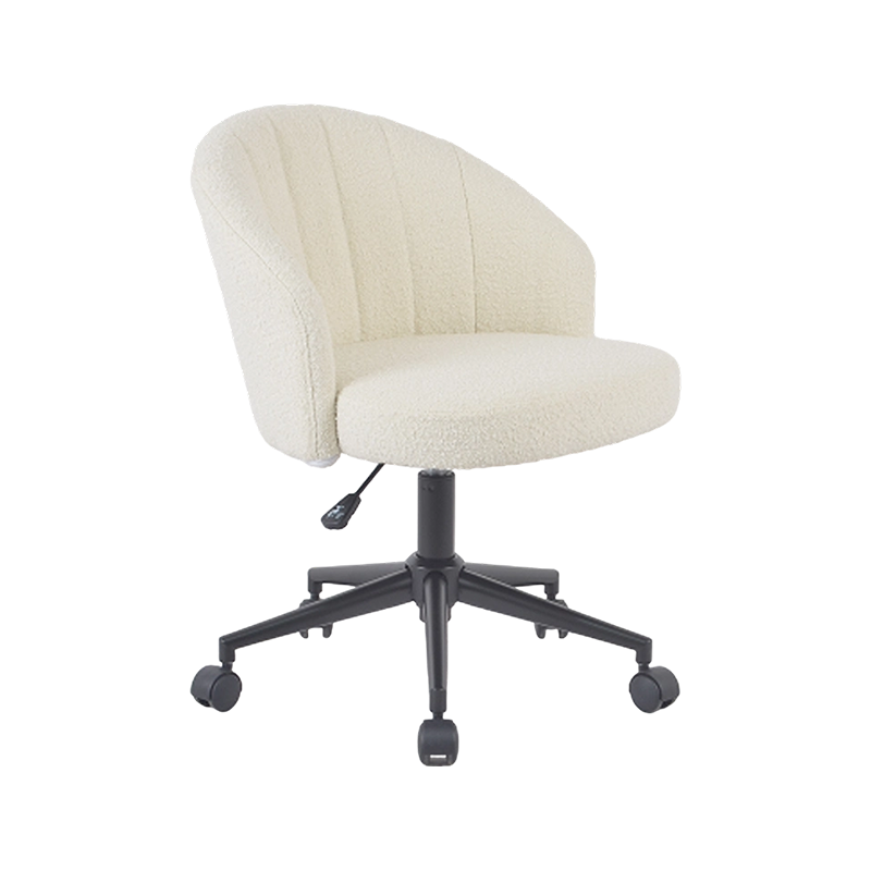 Premium Nordic Fabric Adjustable Chair With White Base And Contrasting Black Castors