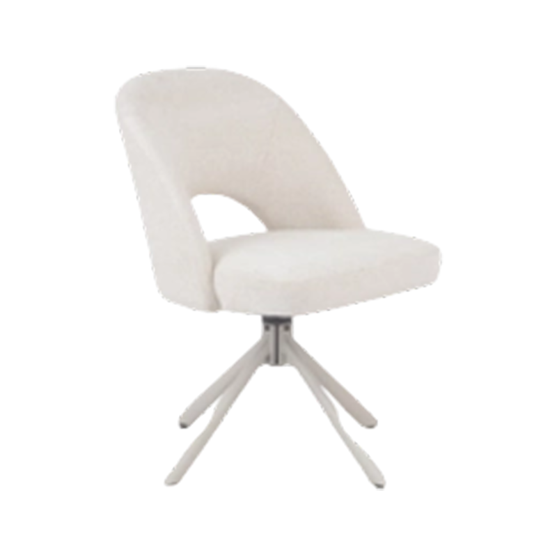 Tall-Back Fixed Dining Chair in MISTERIO Fabric With Grey Steel Knock-Down Legs