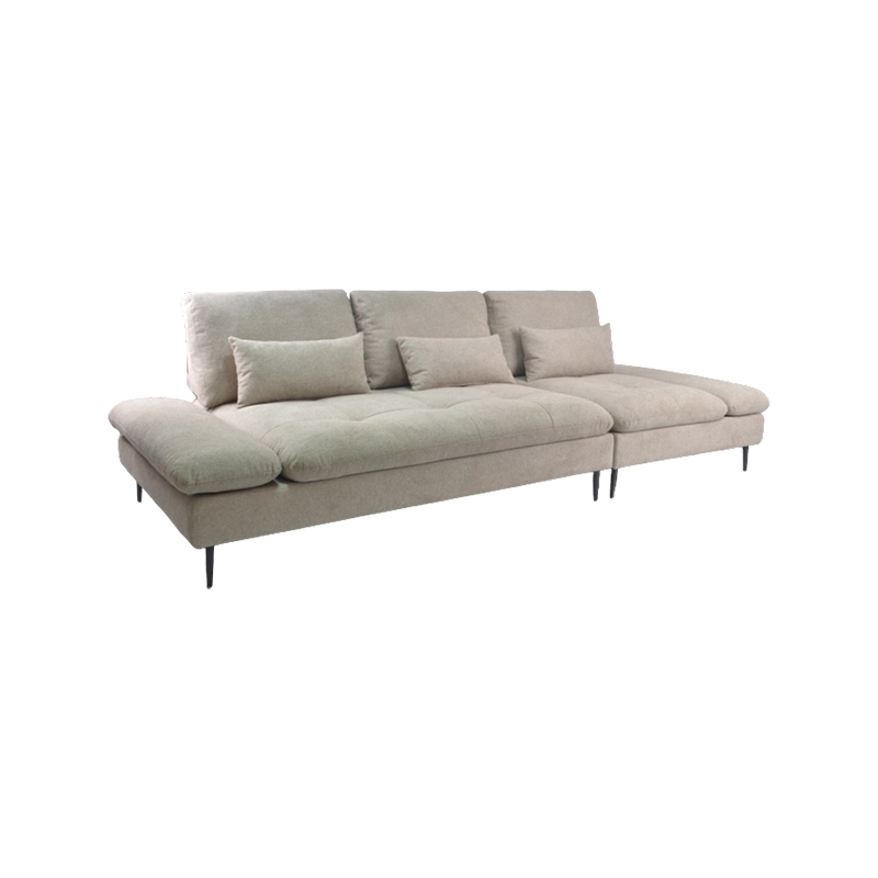 Three-Seat Commercial Fabric Bench Sofa With Black Metal Legs — Restaurant And Lounge Grade