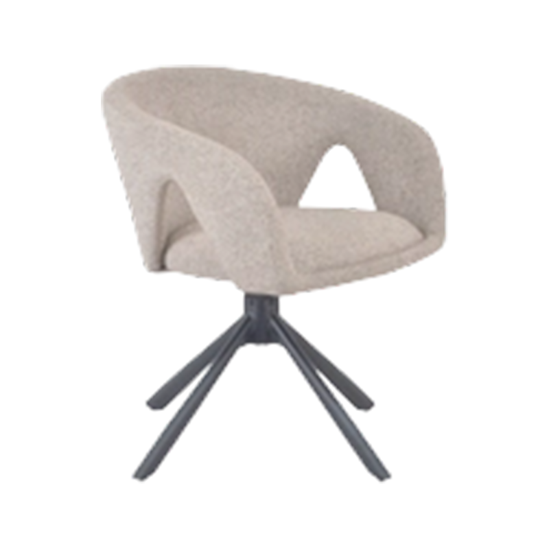 Wide-Seat Warm-Tone Dining Chair in COFFEE Fabric With Black KD Steel Legs
