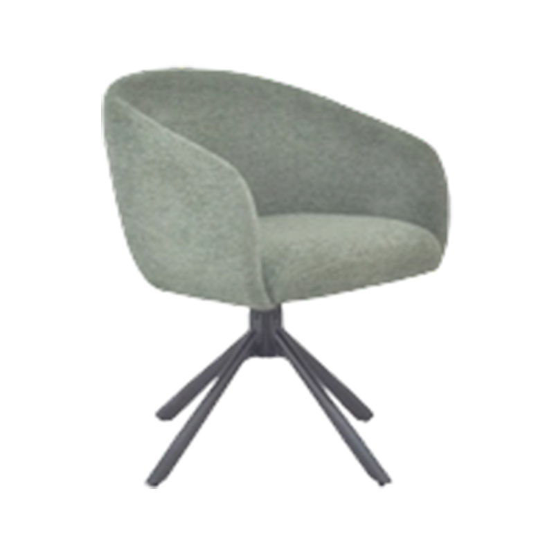 Statement Forest-Green Polyester Dining Chair With Black Powder-Coated KD Steel Legs